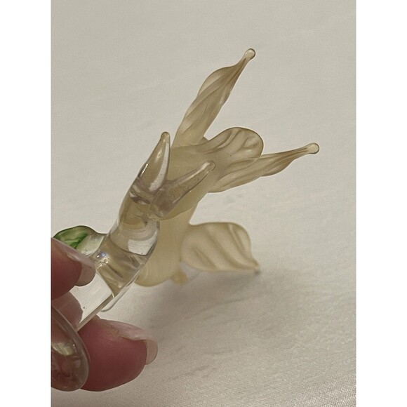 VTG Satin Frosted Glass Bird Pair on Clear Glass Branch Figurine Art Glass 2.5" - Picture 9 of 9